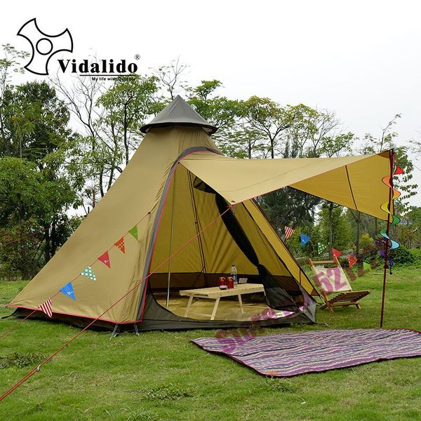 

2019 3-4 person pyramid aluminum rod waterproof family teepee party gazebo driving sun shelter beach awning outdoor camping tent