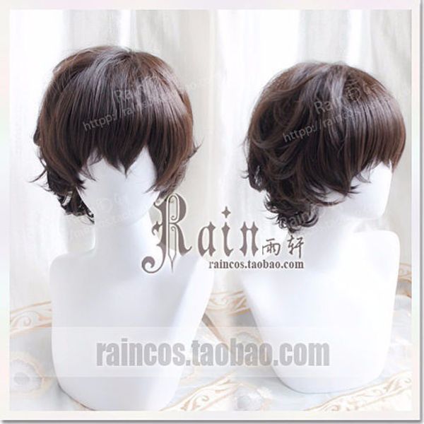 

2018 dazai osamu short brown curly wigs anime bungo stray dogs cosplay hair wig, Black