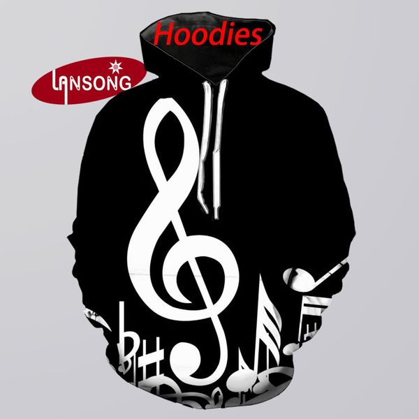 

men 3d print musical notes funny hoodies harajuku sweashirts/pants winter jacket men short homme clothes men hip hop streetwears, Black