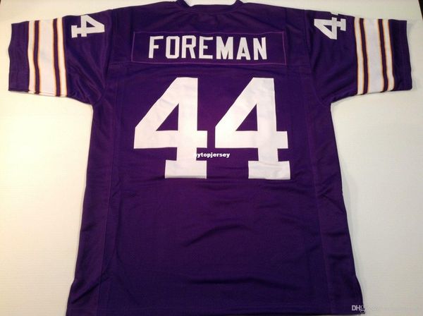 

retro custom sewn stitched #44 chuck foreman purple mitchell & ness jersey high-end men's football jerseys college ncaa, Black;red