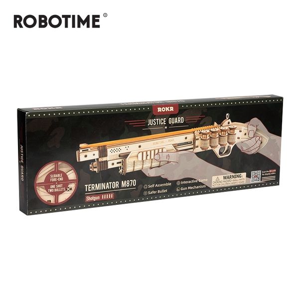

robotime 172 шт. diy 3d scatter с резинкой пуля деревянный пистолет игра-головоломка популярная игрушка подарок для детей взрослых lq501 y20