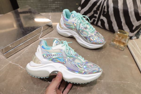 

women's designed clunky sneakers,luxury trainers from factory directly, made by lamb skin, Black