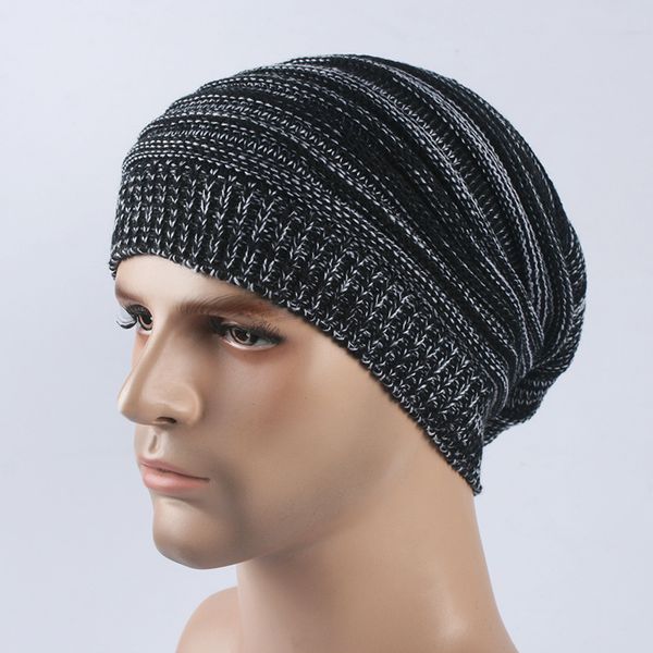 

sparsil men women double color knitted beanies caps winter autumn warm cover pile up skullies hats elastic windproof hat