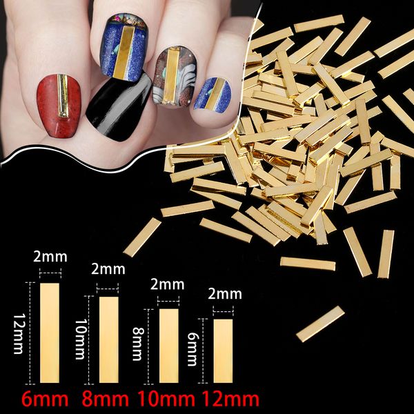 

1 bag 3d gold metal straight rods rivets studs metal alloy nail art decorations diy nail sticker for manicure 6mm 8mm 10mm 12m, Silver;gold