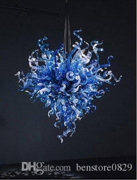 

unique designed blown glass art chandelier small size blue glass shade handmade murano glass livingroom decorative chandelier