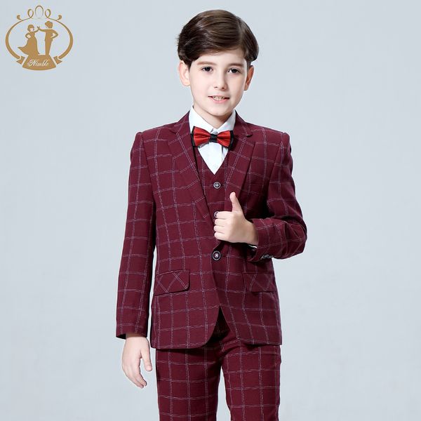 

2020 new 3pcs kids plaid wedding blazer suit for christening boy formal wedding suit fato menino casamento costume boys tuxedo, Black