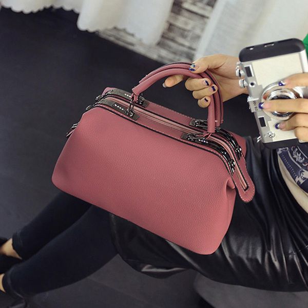 

2018 fashion new retro boston handbags high-quality pu leather women bag simple temperament ladies shoulder bag evening tote