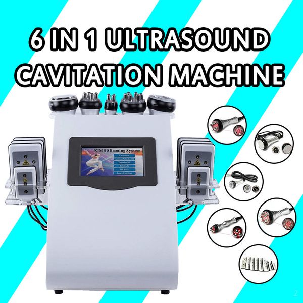 

6 in1 40k cavitation slimming body sculpting multipolar biopolar radio frequency rf slim skin tighten 8 pads lllt lipo lase beauty device