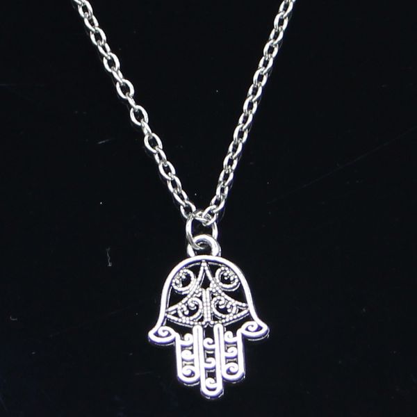 

20pcs new fashion necklace 20x15mm hamsa palm protection silver pendants short long women men colar gift jewelry choker
