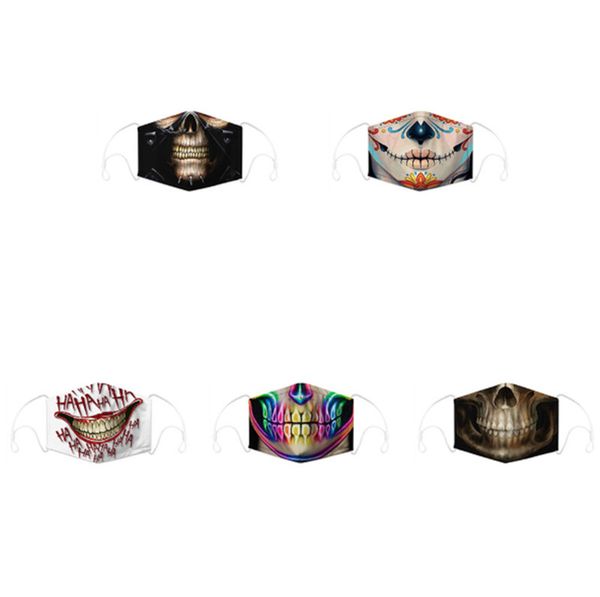 

wholesale print masks adjustable earloop protective mask dust proof anti-smog pm2.5 filter element fashion stylish skull selling 0020
