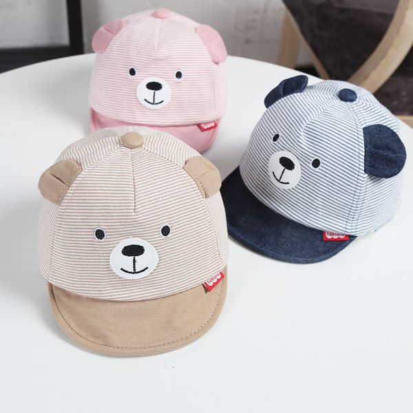

baby hat cotton infant baby hats casual striped soft eaves kids baseball capcute ear girl boy sun protect hat caps, Yellow
