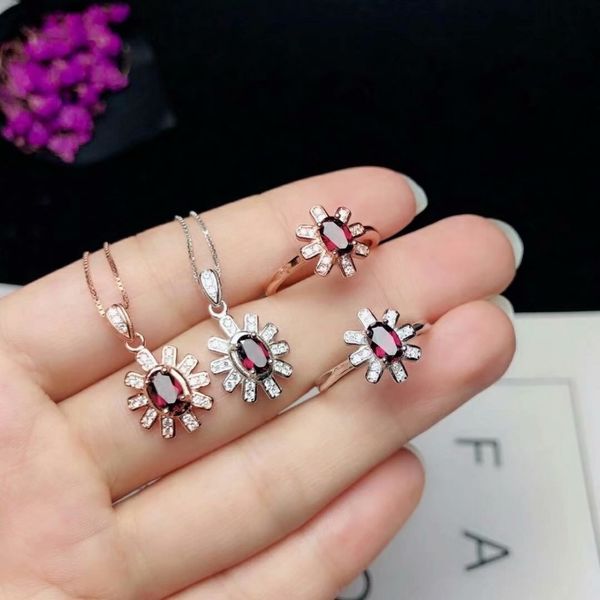 

925 sterling silver natural magnalium garnet jewelry sets rings pendantssend ne fine new women wholesale yhtz040601agsm, Black