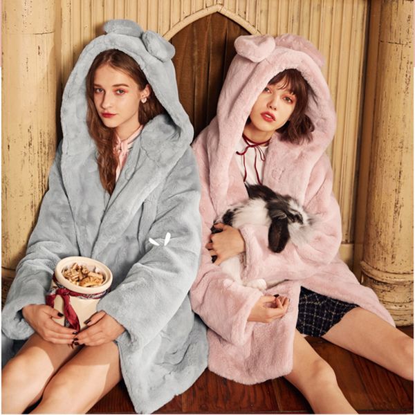 

2019 women winter fur faux coat faux fur jacket long gray pink lovely girl hooded overcoats sobretudo feminino casacos, Black