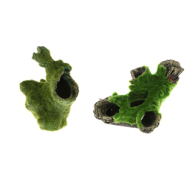 

2pcs moss tree fork branches ornament aquarium aquascaping fish tank decor