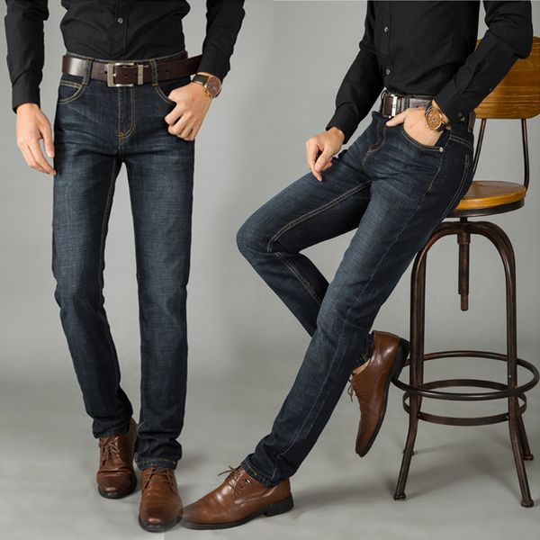 

caosnlee autumn dark color elastic autumn straight-cut loose-fit casual fat youth men cowboy long pants, Blue
