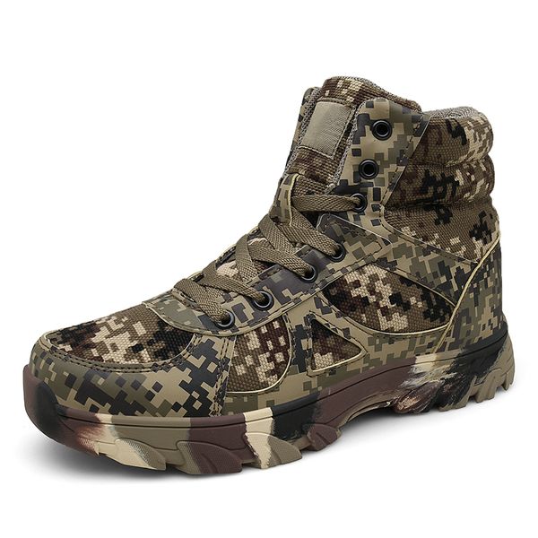 

desert tactical boots camouflage combat ankle boots men outdoor work shoes climbing army winter plus velvet snow, Black