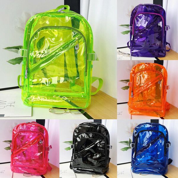 New Bag Mulheres Lady menina saco transparente Limpar PVC Mochila Escolar Moda Waterproof Viagem Holiday Beach Mochila doce cor