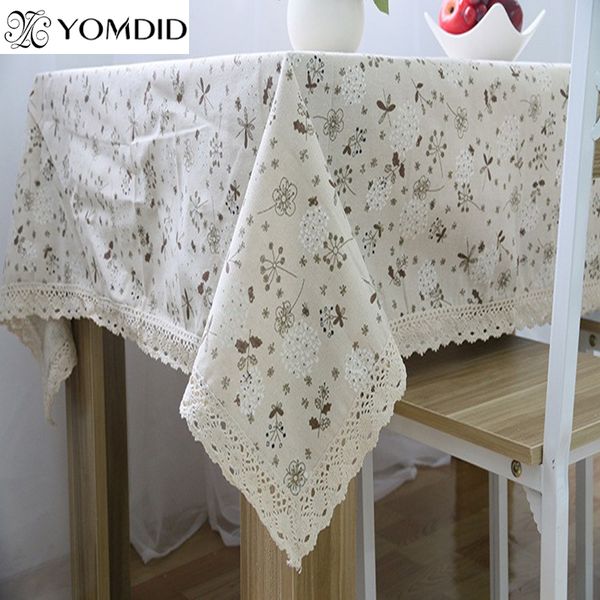 

dandelion printed tablecloth cotton & linen rectangular pastoral table cover lace edge table cloth for home l wedding