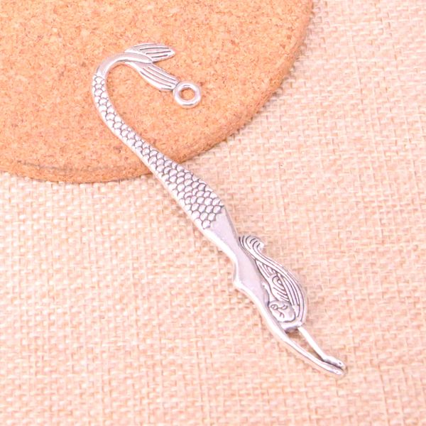 

18pcs charms double sided mermaid bookmarks 82mm antique making pendant fit,vintage tibetan silver,diy handmade jewelry, Bronze;silver