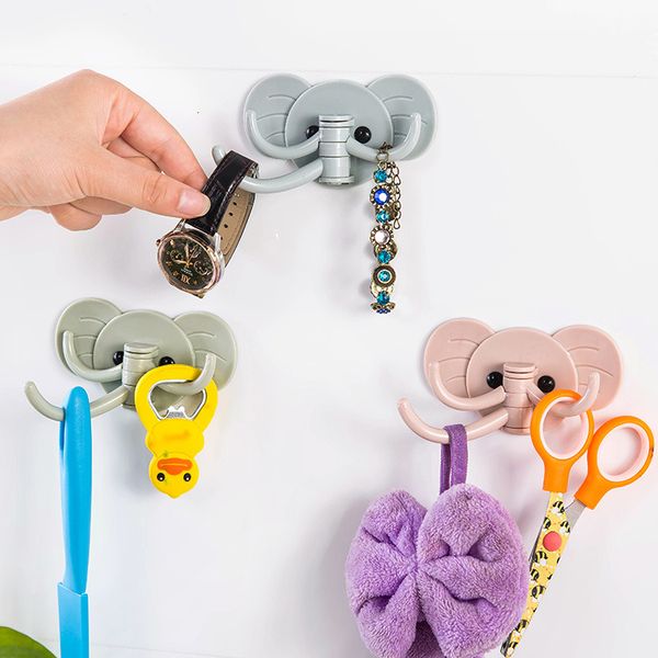 

1pc elephant stick on wall adhesive hooks sticking hook bathroom kitchen strong hanging multifunction hanger wall hooks