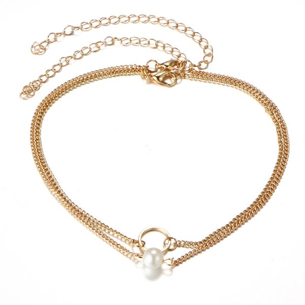

europe and the united states wild tide pendant necklace fashion simple artificial pearl multilayer ladies necklace jewelry, Silver