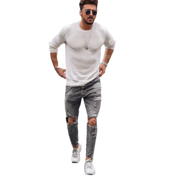 

2020 s-3xl sale men's shattered feet jeans casual pants pencil pants l0036, Blue