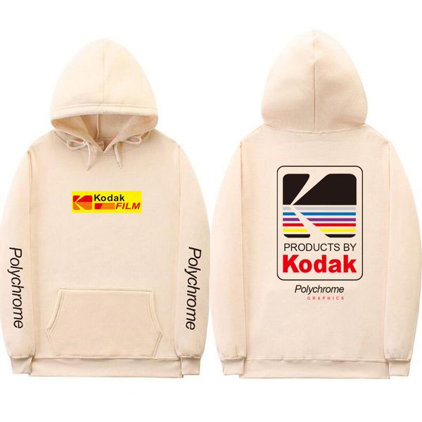 

kodak print womens autumm designer sweatshirts pullover long sleeve fashion style couple clothing hoodies casual apparel, Black