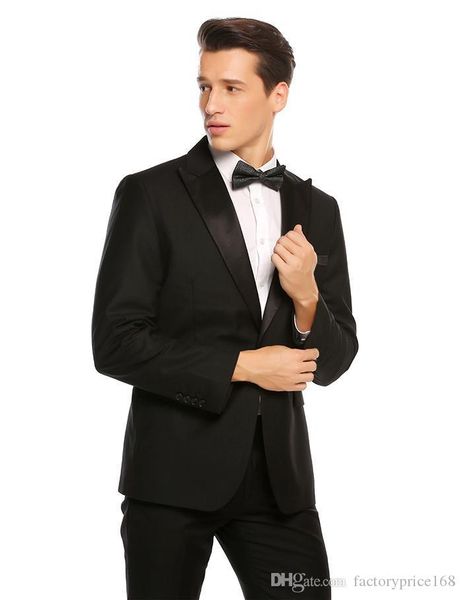 

популярные one button groomsmen пик нагрудный (куртка + брюки + tie) жених смокинги groomsmen шафер костюм мужской свадебные костюмы жених a, Black;gray