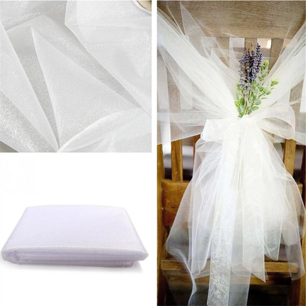 Cheap 48cm 5meter Sheer Crystal Organza Tulle Roll Fabric For