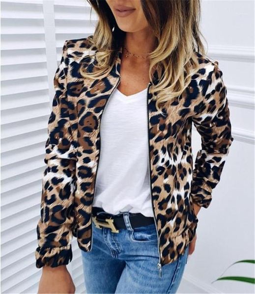 

jackets fashion leopard panelled slim jackets casual long sleeve with zipper jackets womens coat style womens, Black;brown
