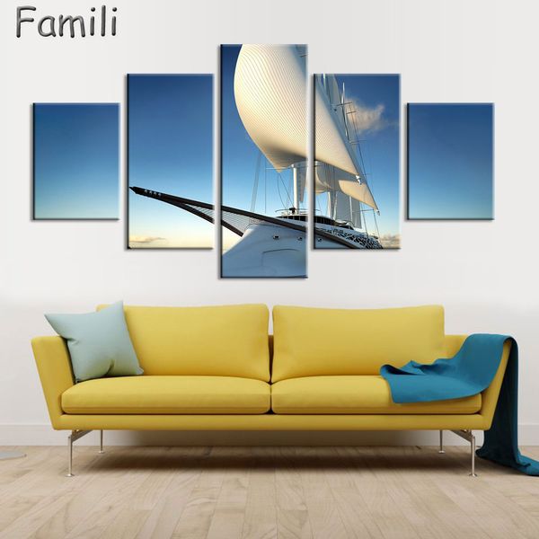 

modern canvas prints artwork seascape sailboat 5pieces/set sea p paintings canvas wall art decor for living room home decor