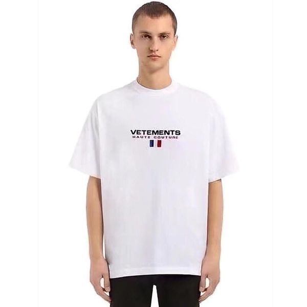 

2020vetements флаг вышивка футболка европа америка мужчины женщины повседневная мода короткие рукава лето улица хип-хоп тройник oversize hfy, White;black