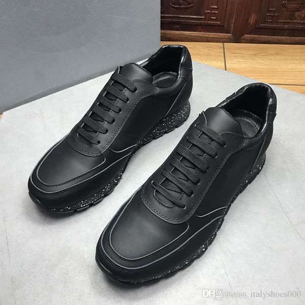 

new brand casual women men sneakers leather wrinkled sheepskin arena lace-up luxury trainers high shoes xg18091601, Black