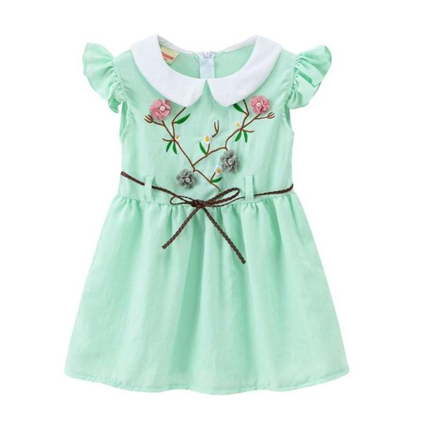 

summer girls short sleeve embroidery dress, Red;yellow
