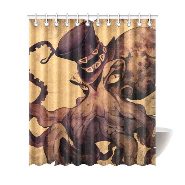 2019 Vintage Fantastic Gothic Octopus Decor Shower Curtain For Gothic Octopus Decor Shower Curtain