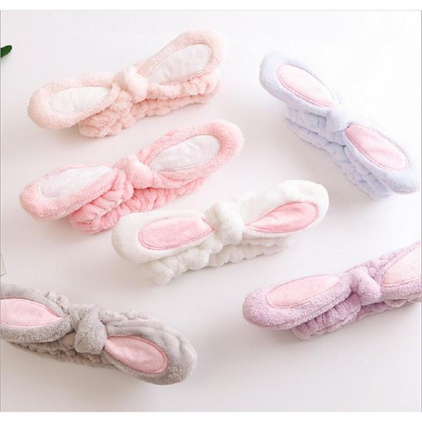 

korean version of the new plush wire rabbit ears band hair band girls fashion cute face makeup mask hair band, Silver