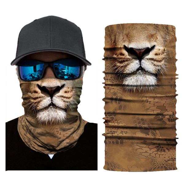 

3d animal seamless magic neck gaiter face mask balaclava shield camping cycling fishing biker bandana headband scarf men women, Black