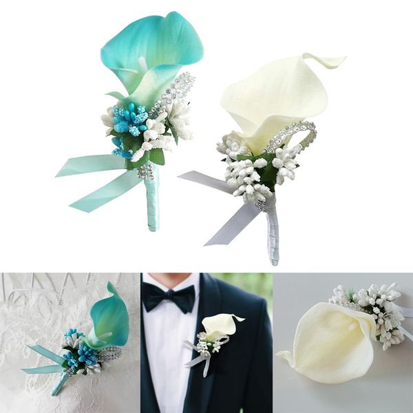 

2x fancy calla berry groom bridal wedding corsage prom party wrist corsage
