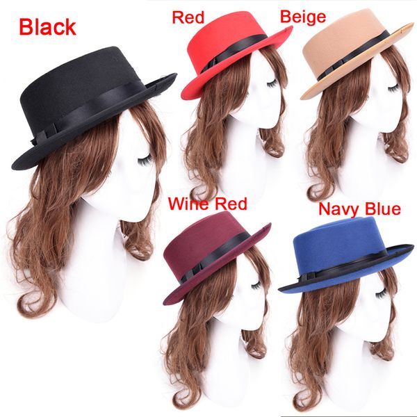 

1 шт женщин trilby cap новая осень зима cap vintage lady fedoras wool felt фетровых шляп, Blue;gray