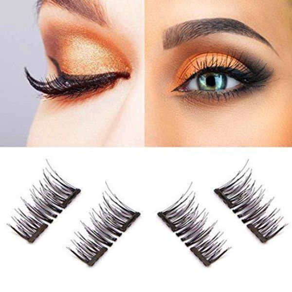 

oak leaf new dual magnetic false eyelashes-1pairs (4 pieces) ultra thin 3d fiber reusable fake lashes extension for natural
