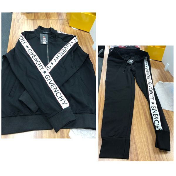 

new 2020 mens tracksuits jacket sportswear side print fashion spring autumn brand mens tracksuit suits jacket + pants sets, Gray