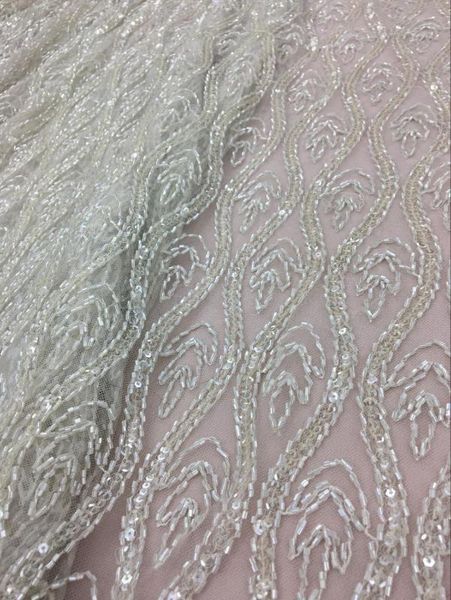 

beaded lace fabric heavy bead lace fabric for haute couture dress high end hand beaded evening dress, Pink;blue