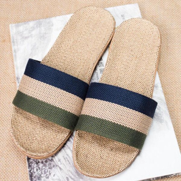 

women men slippers shoes anti-slip linen home indoor summer open toe flats shoes slippers sapato masculino calzado hombre terlik, Black