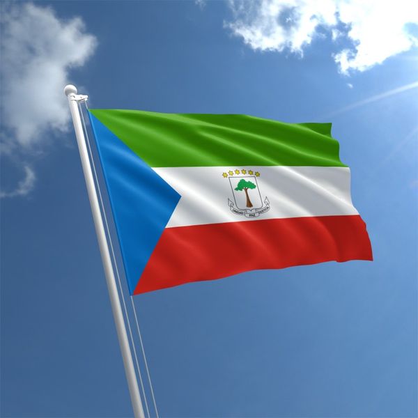 Äquatorialguinea-Flagge, 150 x 90 cm, 3 x 5 Fuß, individuelle Flaggen aus 100D-Polyester, für den Außen- und Innenbereich, für hängende Werbung auf Festivals