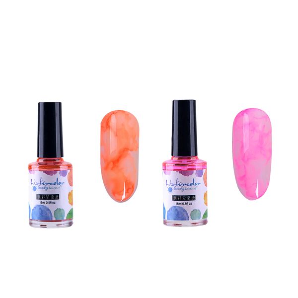 

2 pcs 15ml nail polish ink gel watercolor gradient pattern nail art manicure decor marbled gradient japanese water dyeing soluti