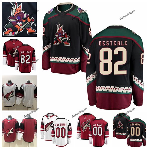 

2019 customize oesterle arizona coyotes hockey jerseys custom mens alternate black #82 oesterle stitched hockey shirts s-xxxl, Black;red