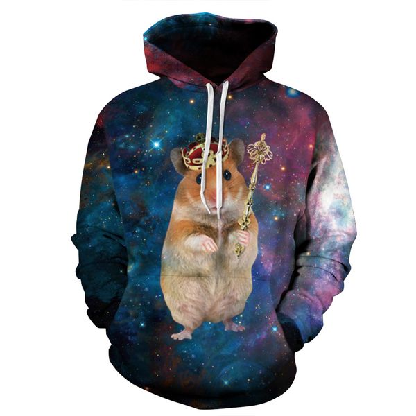 

funny hamster hoodie men women kid sweatshirt cute streetwear animal print, Black