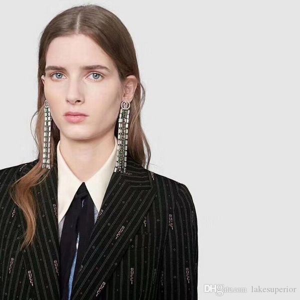 

bling bling кристалл длинные серьги кисточкой женщины письмо кисточкой серьги стержня для подарков партии высокого качества вспомогательного, Golden;silver