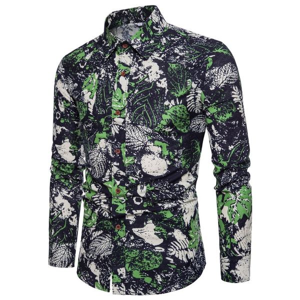 

long 4xl spring cotton new men's 2018 5xl autumn shirt shirts sleeve male slim vintage casual fashion m- xxxl printed flower cwdlw