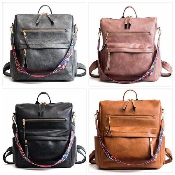 

Girls PU Backpack Purse Waterproof Bookbag Fashion High Capacity Handbags Retro Travel Backpack Luxury Chain Female Messenger Bag ZYQ414